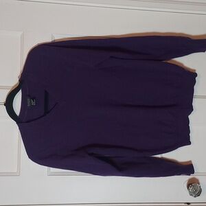 Forte Cashmere Mens 100% Cashmere V-Neck Sweater In Purple Size Small